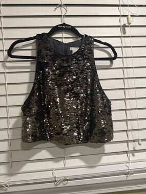 H&M Black Sequin Crop Tank Top
